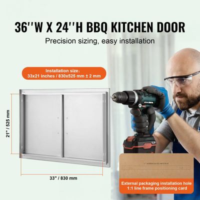 Stainless steel Walled Double Bbq Door Island For Kitchen, 39" x 26"