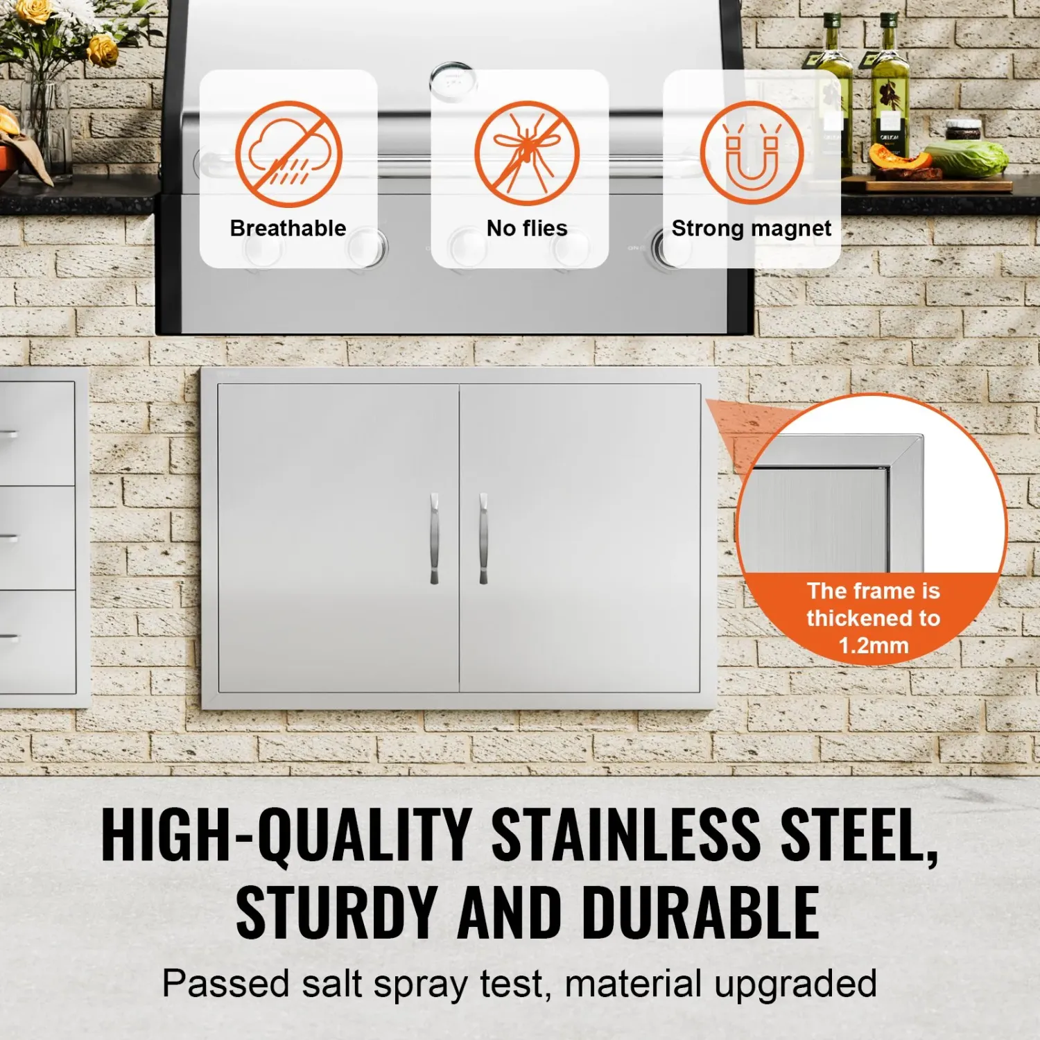 Stainless steel Walled Double Bbq Door Island For Kitchen, 39" x 26"
