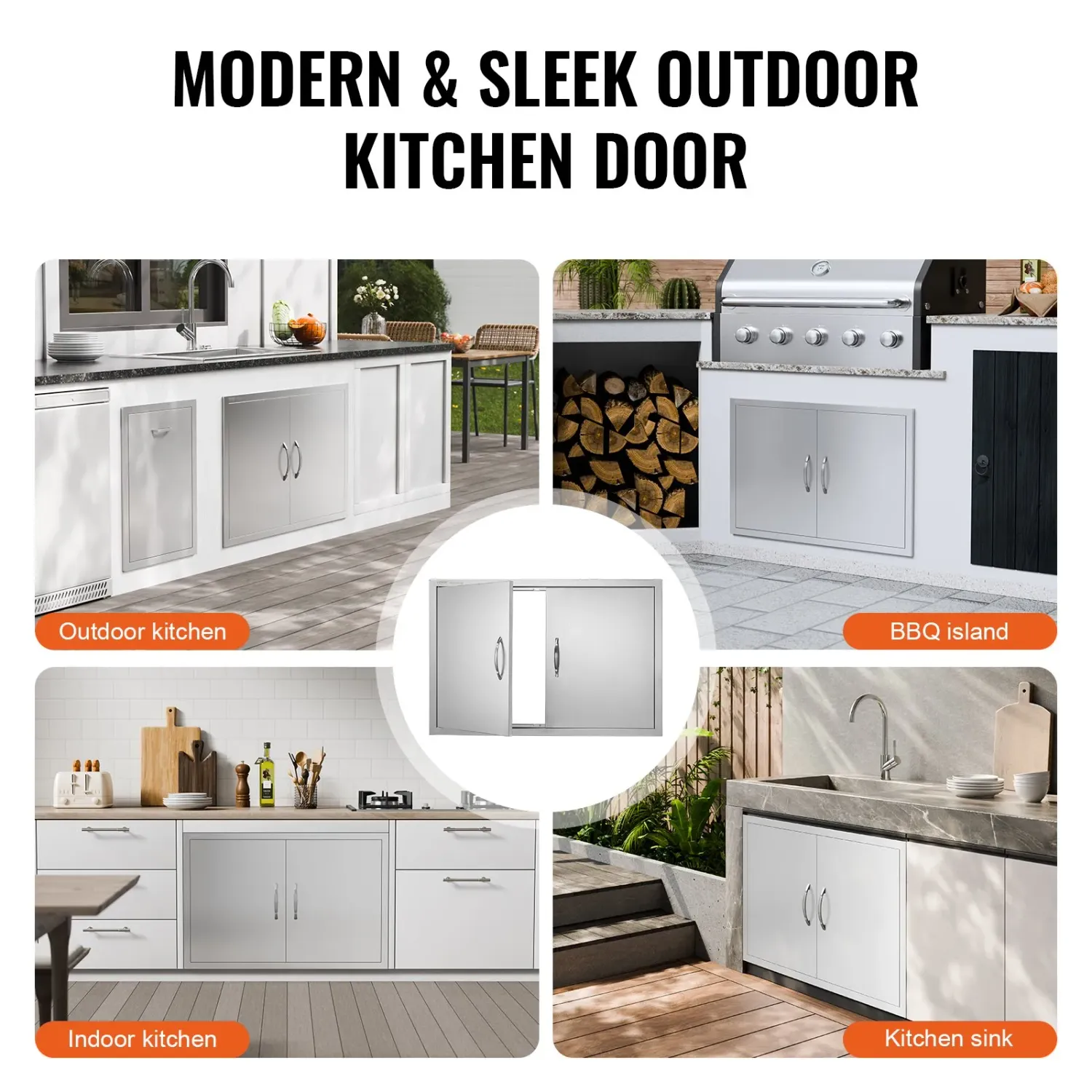Stainless steel Walled Double Bbq Door Island For Kitchen, 39" x 26"
