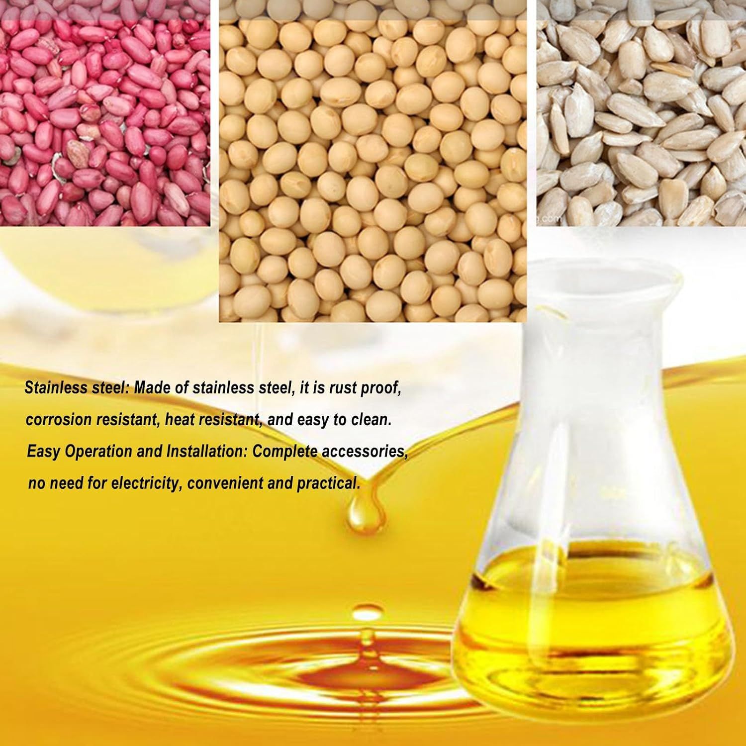 Stainless Steel Seed Olive Oil Expeller Extractor Hand Manual Oil Press Machine