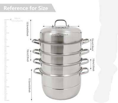5-tier steamer made of 304 stainless steel, diameter 32 cm