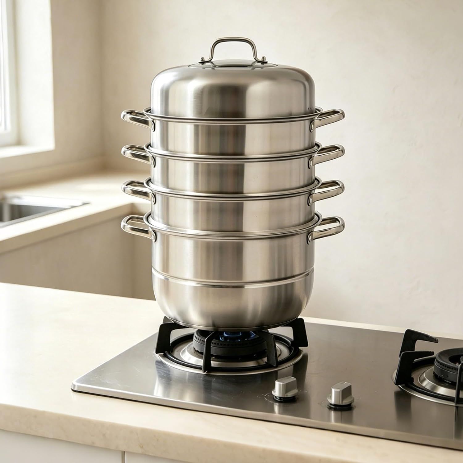 5-tier steamer made of 304 stainless steel, diameter 32 cm
