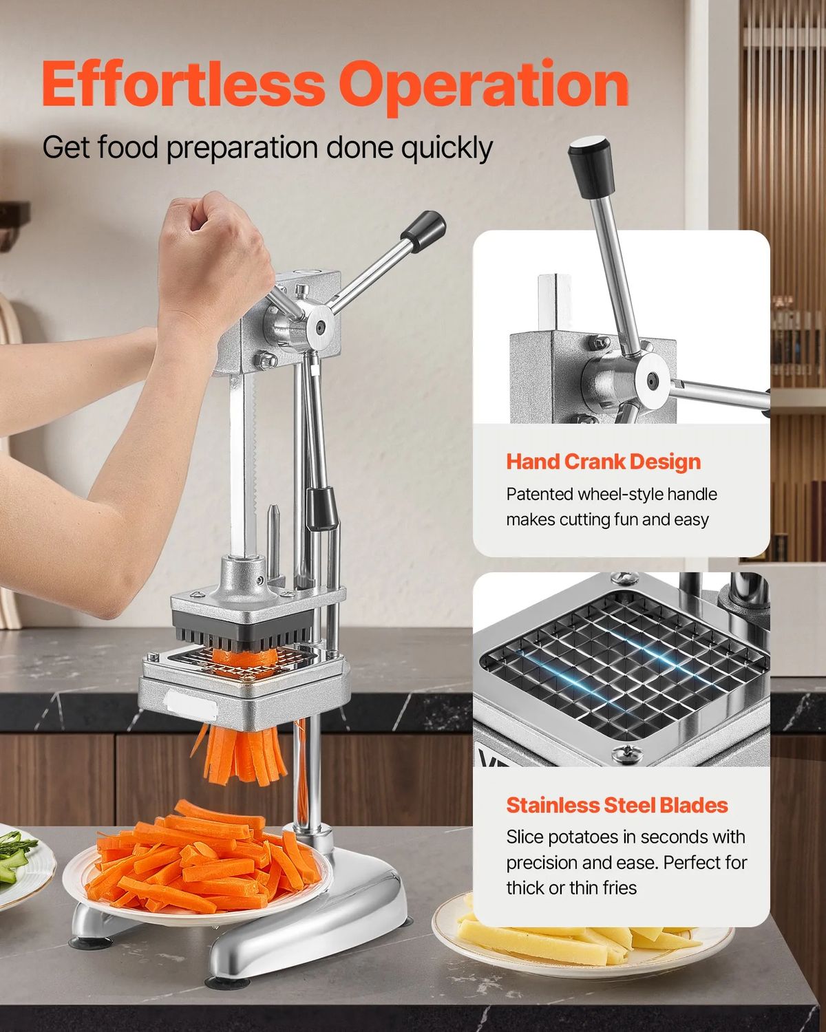 Stainless Steel French Fry Cutter with 3 Blades