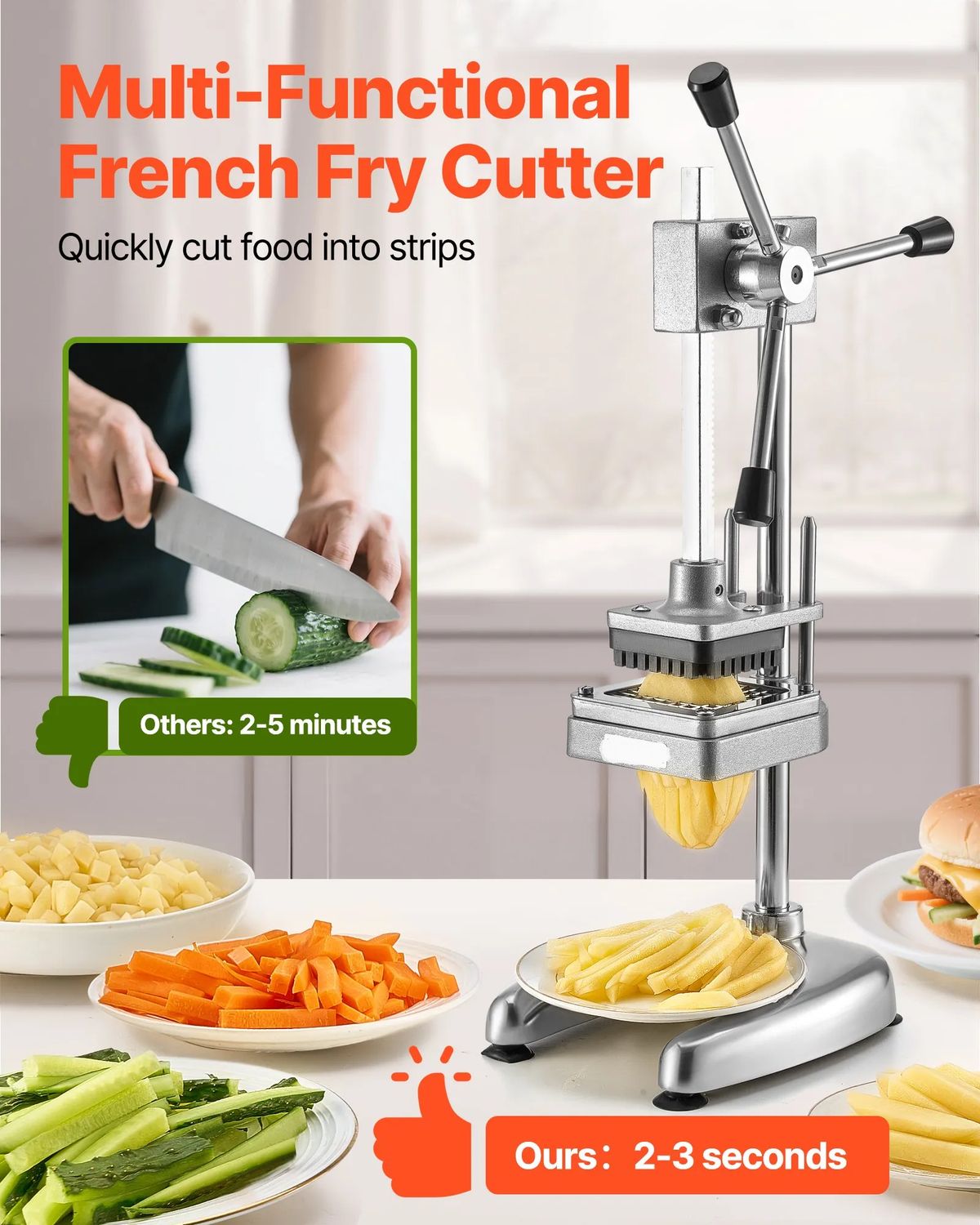 Stainless Steel French Fry Cutter with 3 Blades