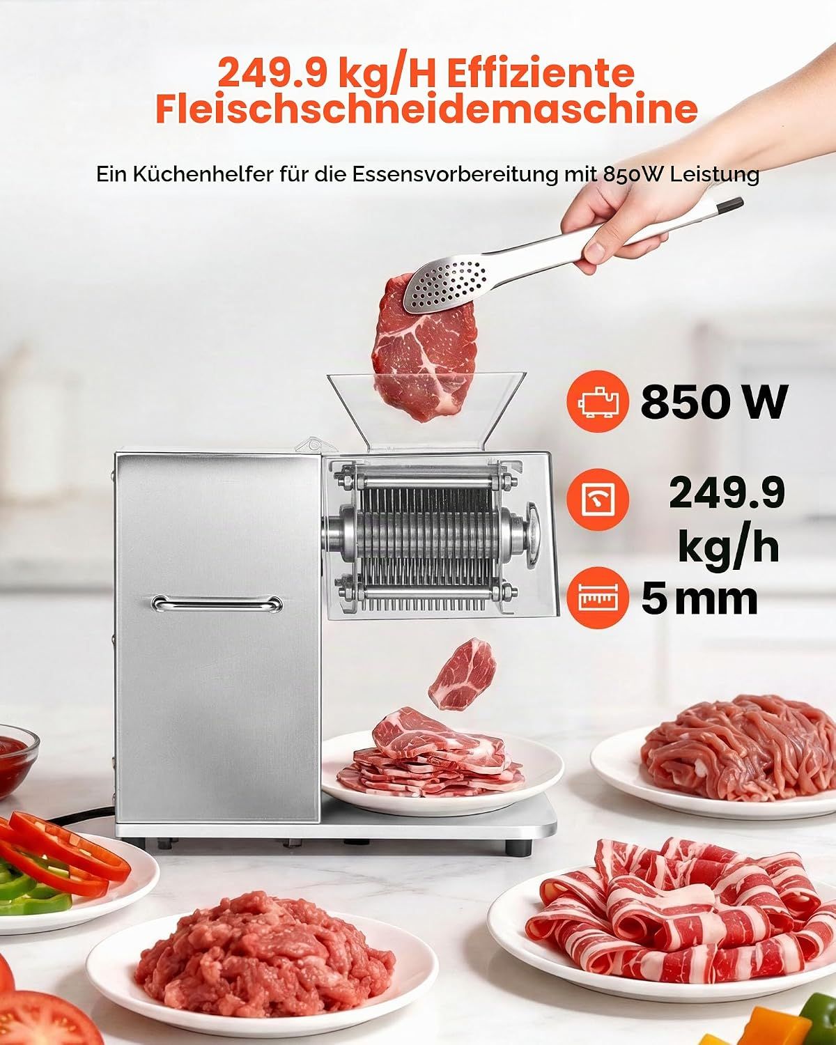 Meat Slicer 850W Commercial Cutting Machine