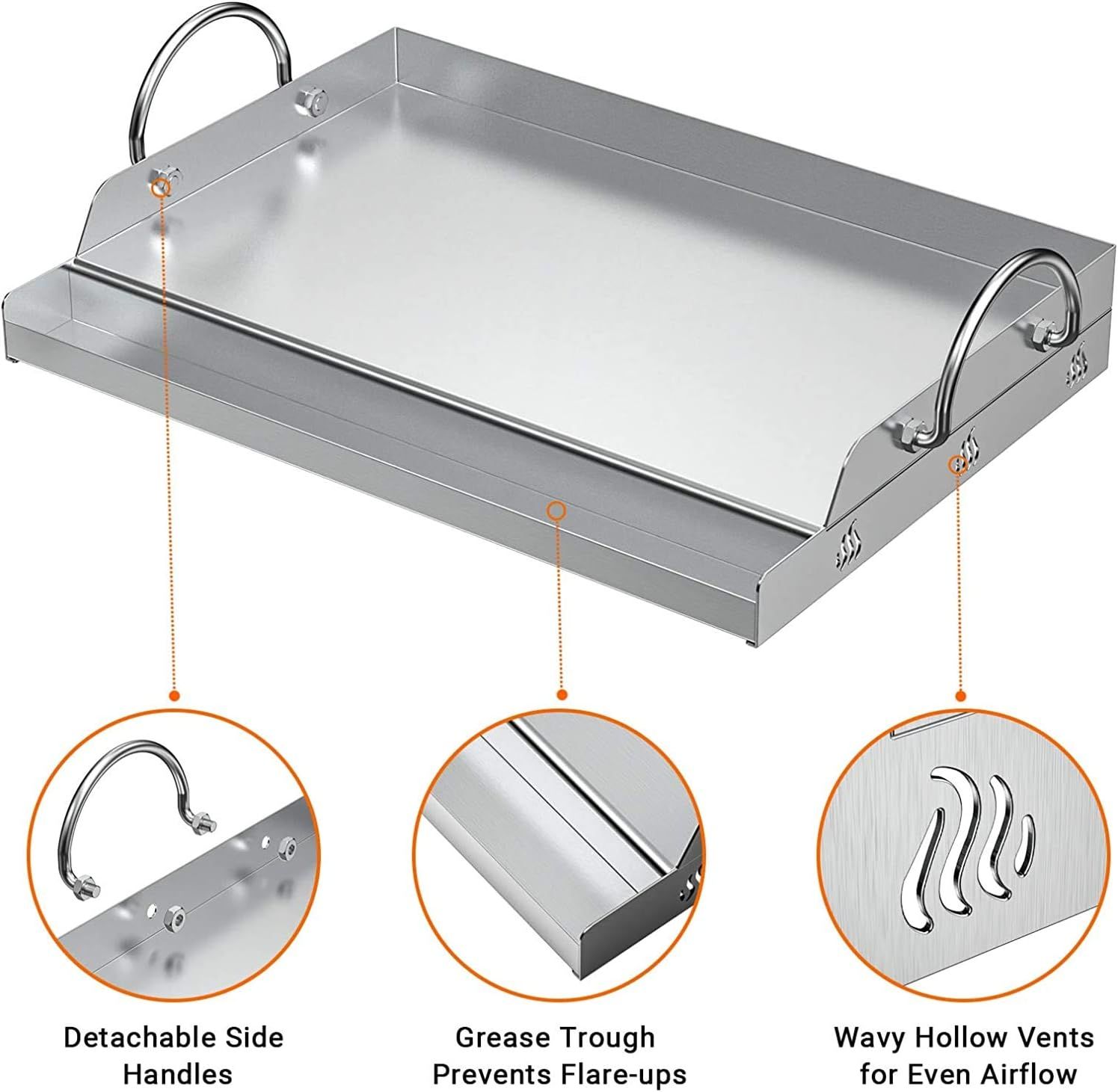 BBQ Griddle Plate Stainless Steel Plancha 47.2x32cm