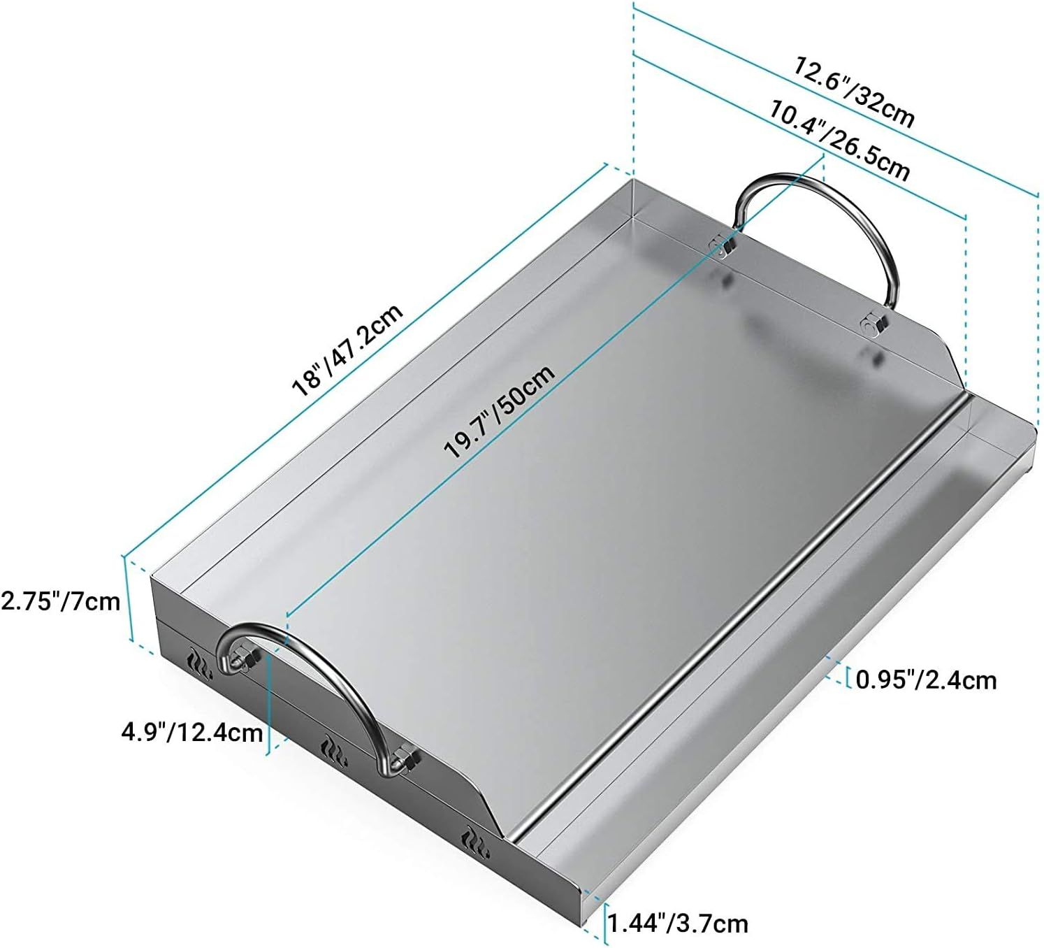 BBQ Griddle Plate Stainless Steel Plancha 47.2x32cm