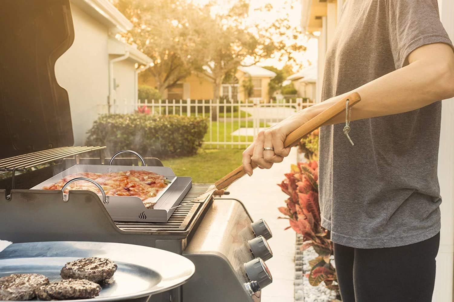 BBQ Griddle Plate Stainless Steel Plancha 47.2x32cm