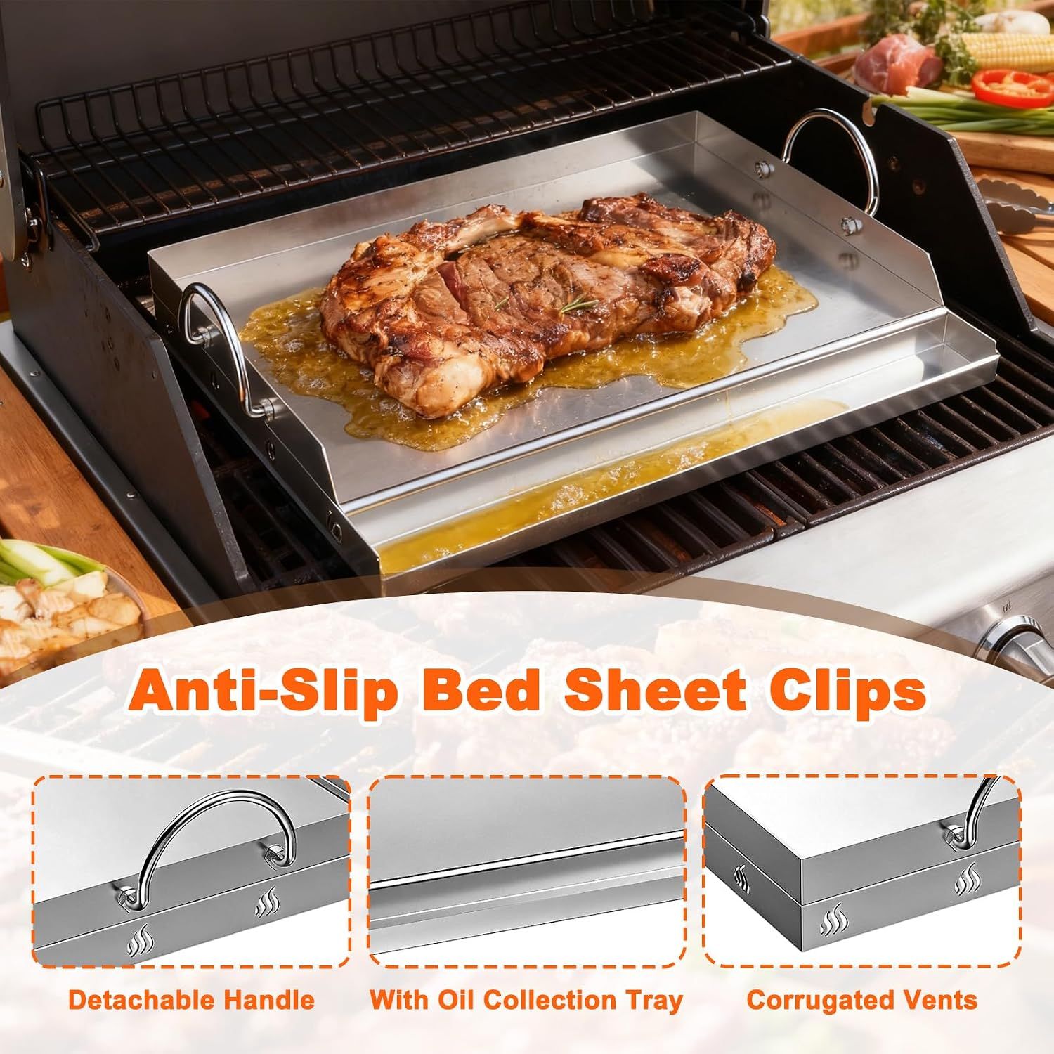 Rectangular Stainless Steel BBQ Griddle Plate