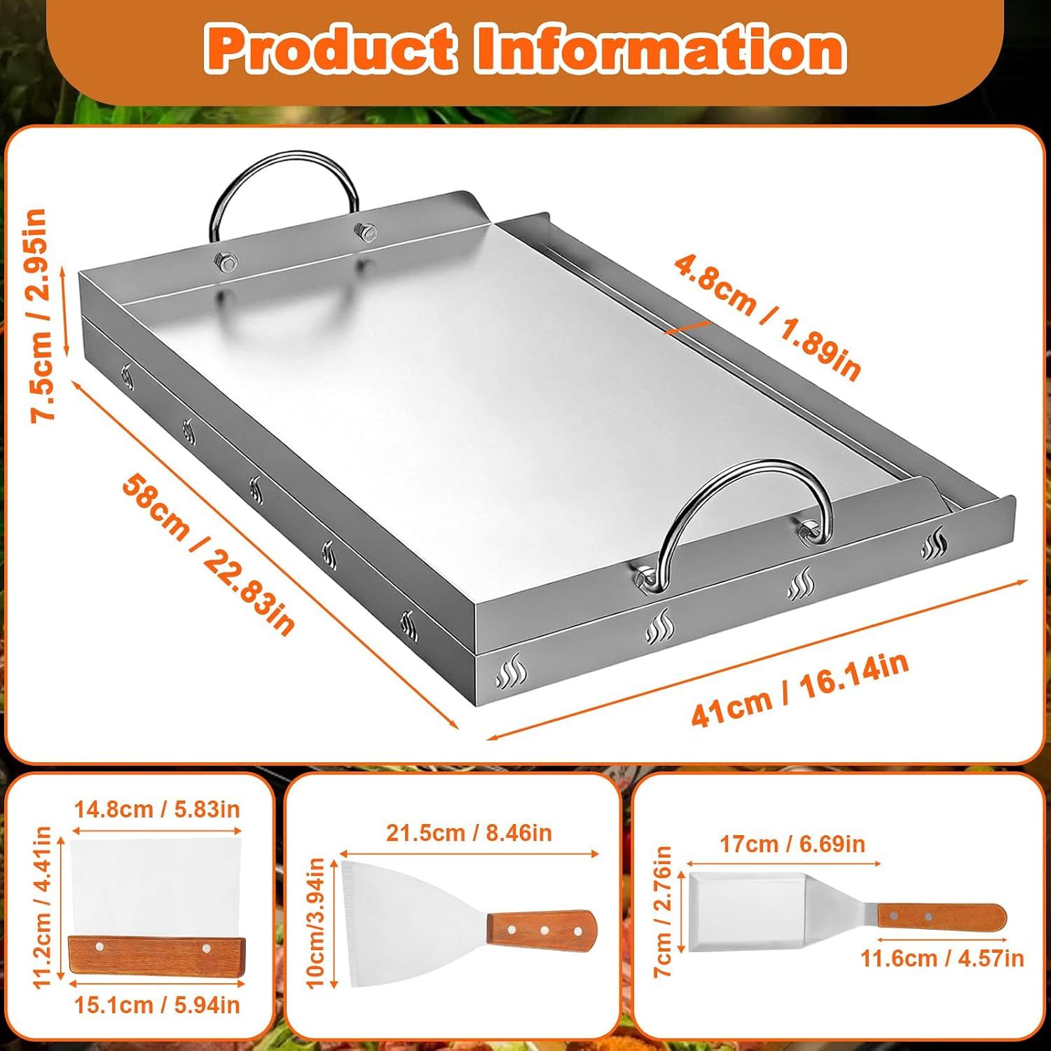 Rectangular Stainless Steel BBQ Griddle Plate
