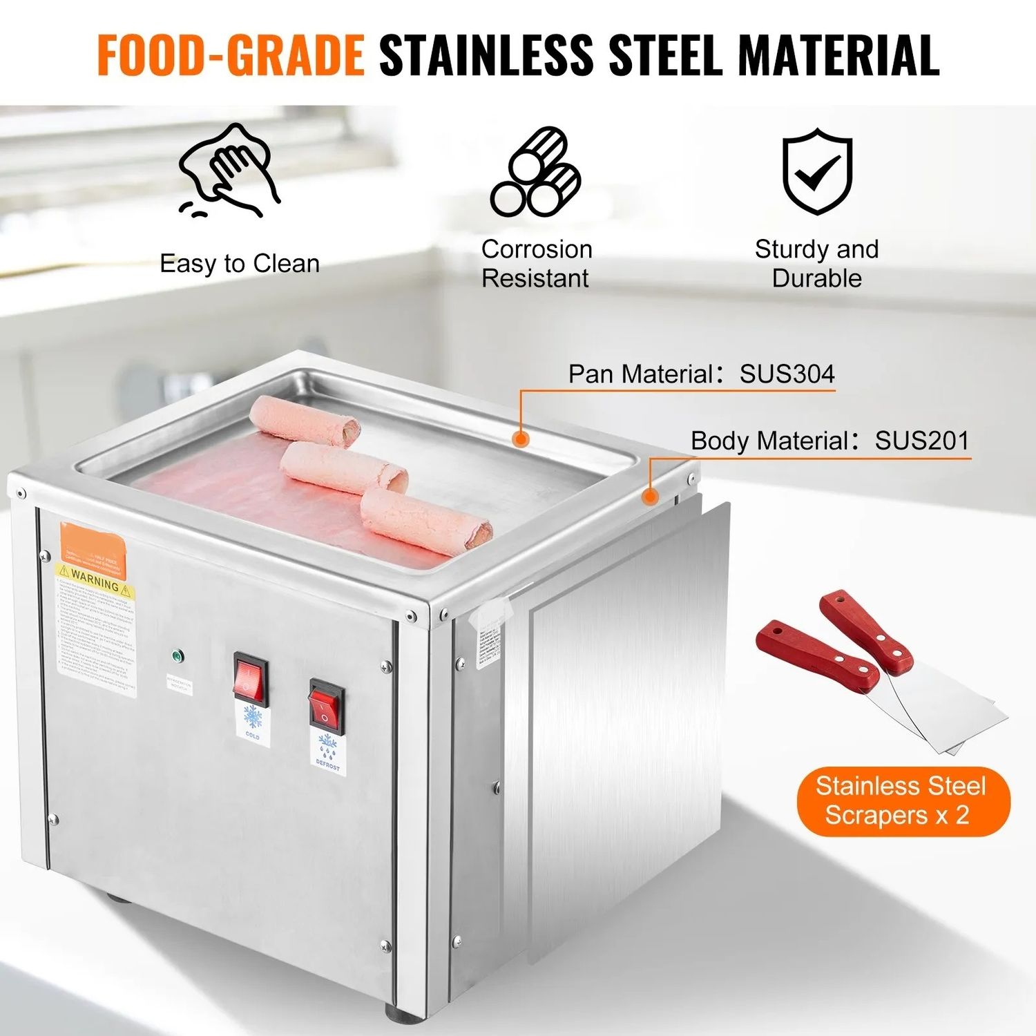 Fried Ice Cream Roll Machine Stainless Steel Maker