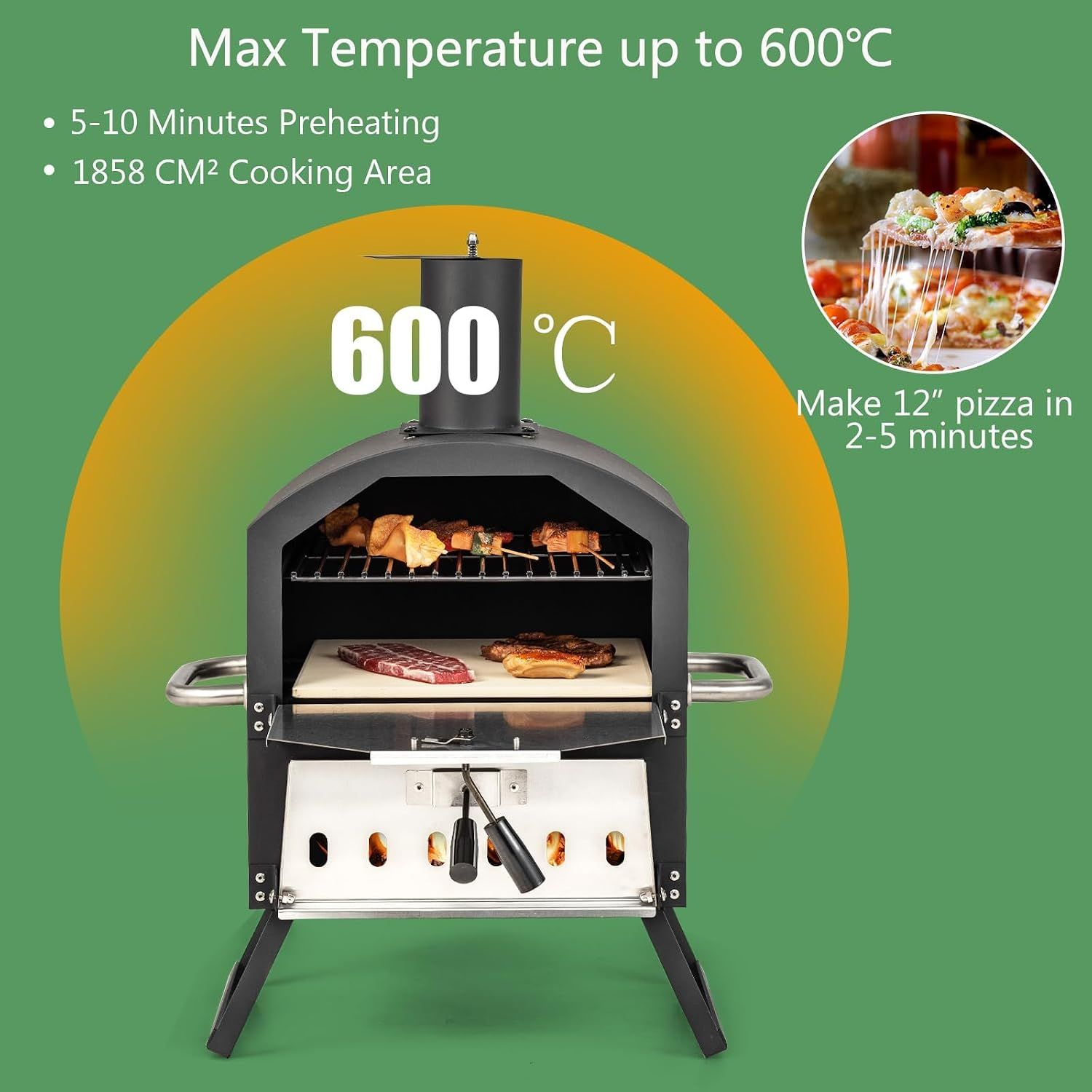 Professional Series 27L Portable Wood-Fired Pizza Oven – Up to 600°C