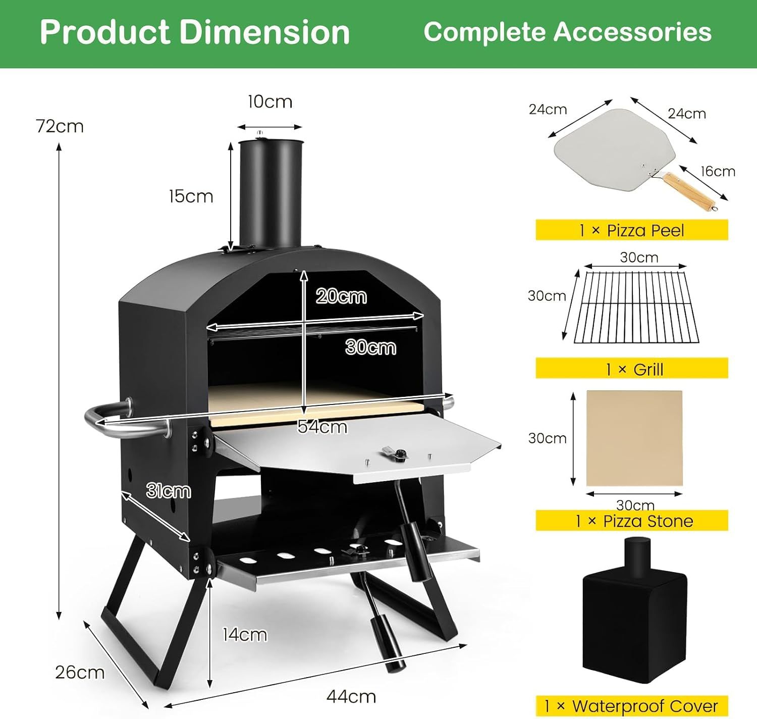 Professional Series 27L Portable Wood-Fired Pizza Oven – Up to 600°C