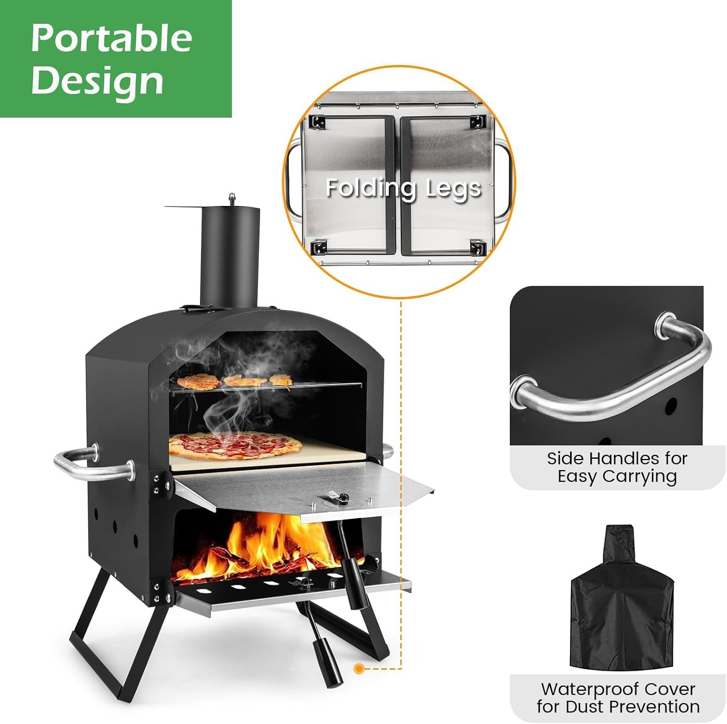 Professional Series 27L Portable Wood-Fired Pizza Oven – Up to 600°C