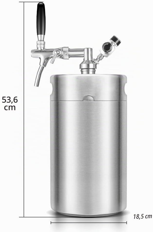 Stainless Steel 8L Mini Beer Keg with Adjustable Tap &amp; CO₂ System