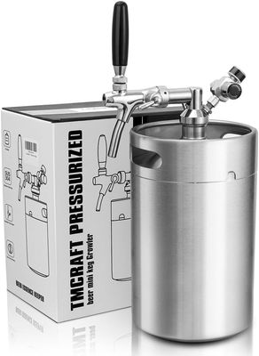 Stainless Steel 8L Mini Beer Keg with Adjustable Tap &amp; CO₂ System
