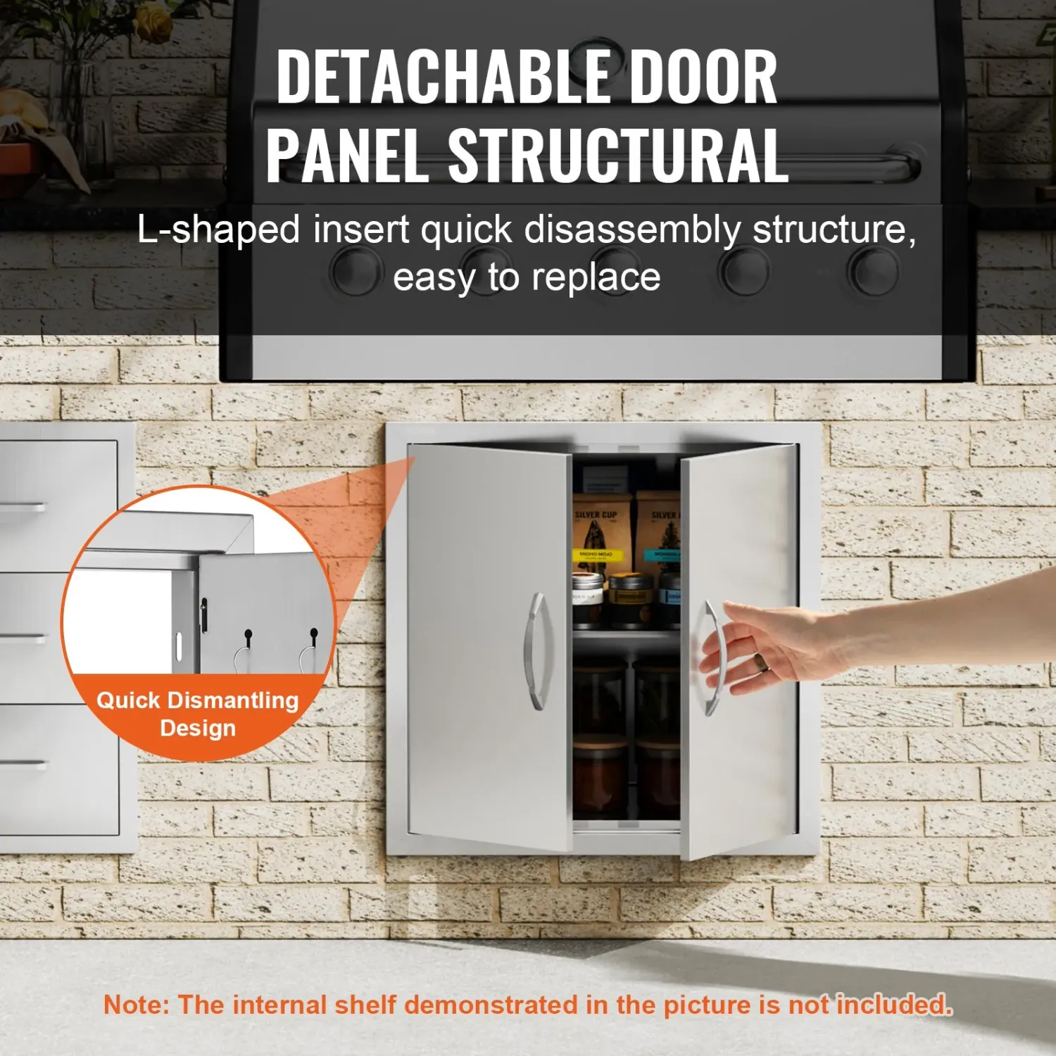 BBQ Access Door 24 x 24inch, Double Stainless Steel Outdoor Kitchen Cabinet Door