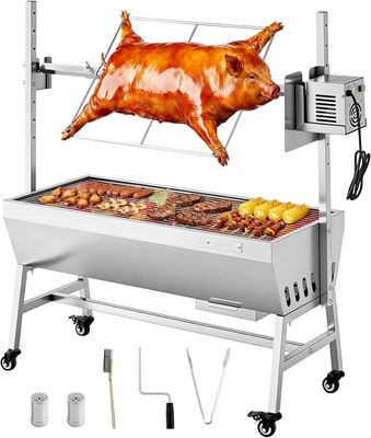 Stainless Steel  BBQ Grill 94cm Charcoal Pig Spit Roaster 60kg Capacity