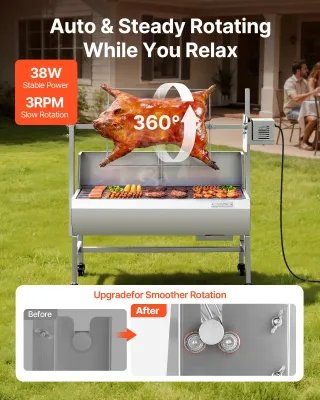 Stainless Steel  BBQ Grill 94cm Charcoal Pig Spit Roaster 60kg Capacity