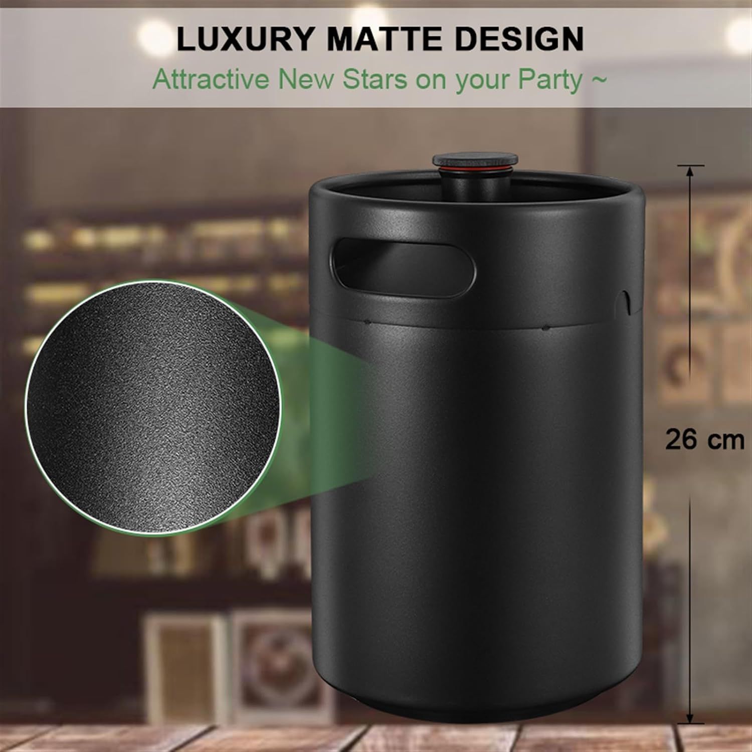 5L Mini Keg Beer Growler Matte Black Portable Home Brew Keg