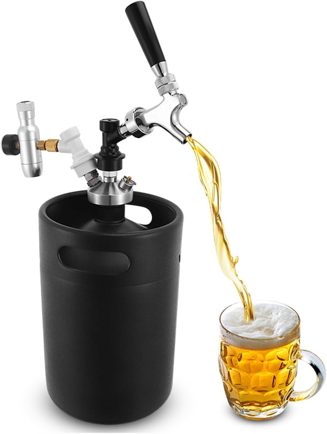5L Mini Keg Beer Growler Matte Black Portable Home Brew Keg