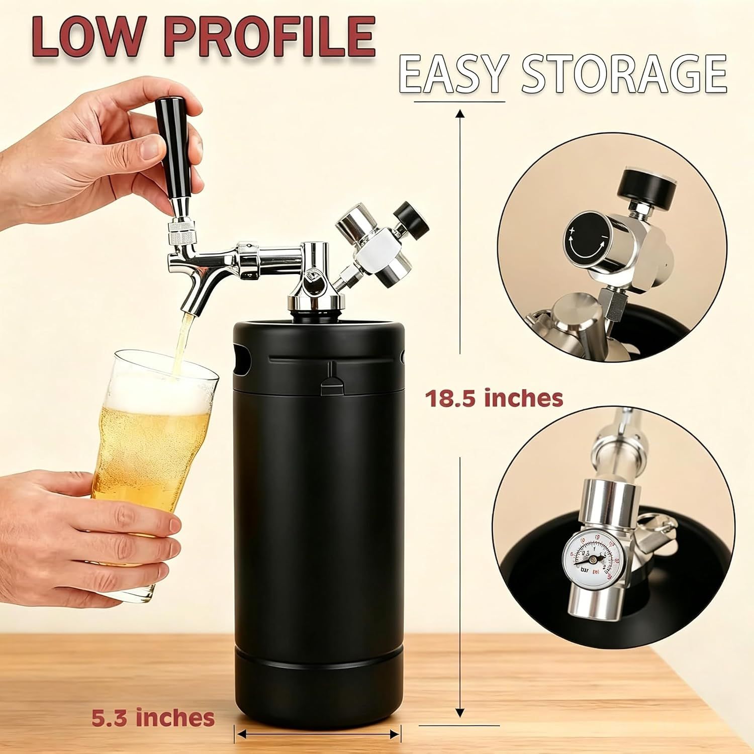 Beer Growler 2L Stainless Steel Tap System