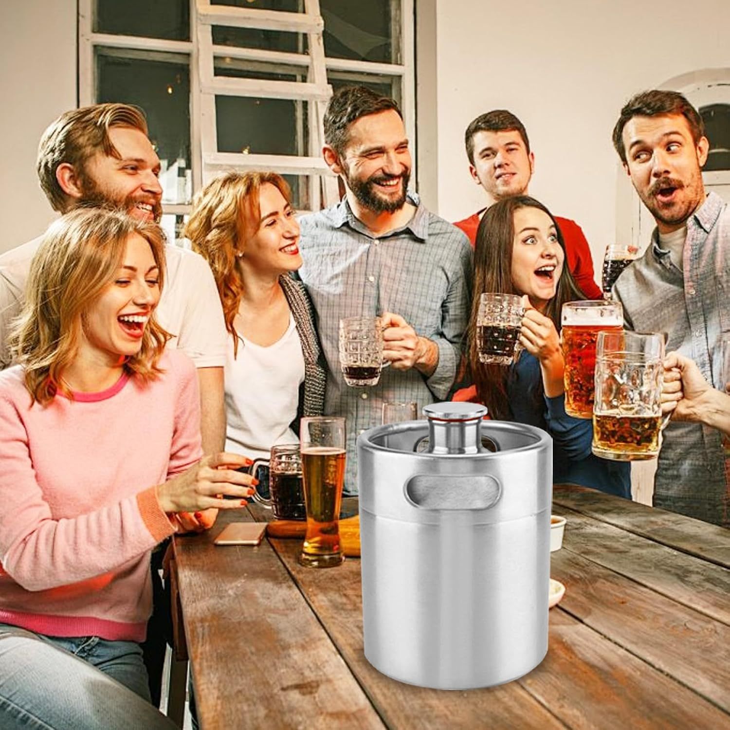 5L Stainless Steel Beer Keg 304 Mini Growler Barrel with Hexagonal Spiral Lid