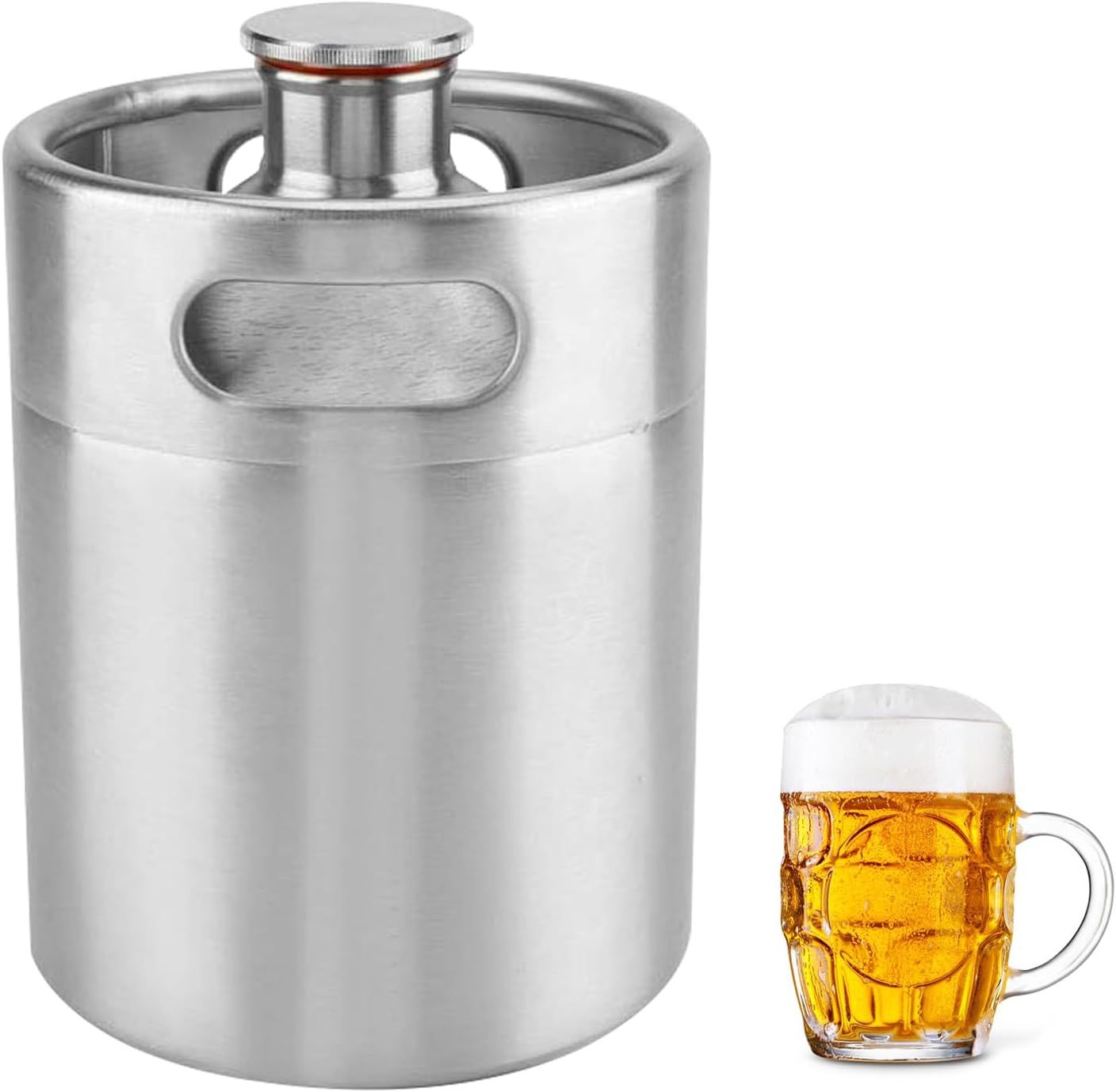5L Stainless Steel Beer Keg 304 Mini Growler Barrel with Hexagonal Spiral Lid