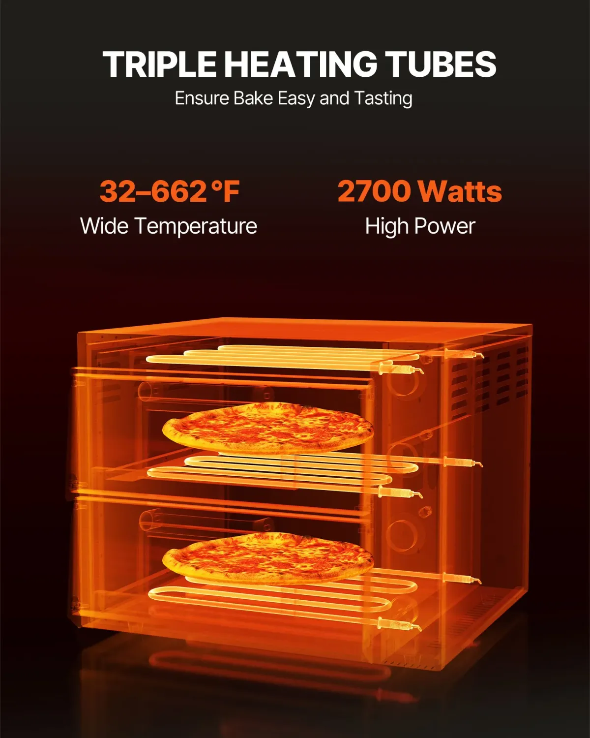 Commercial Electric Pizza Oven 2700W 14 Inch Countertop Stainless Steel Pizza Maker