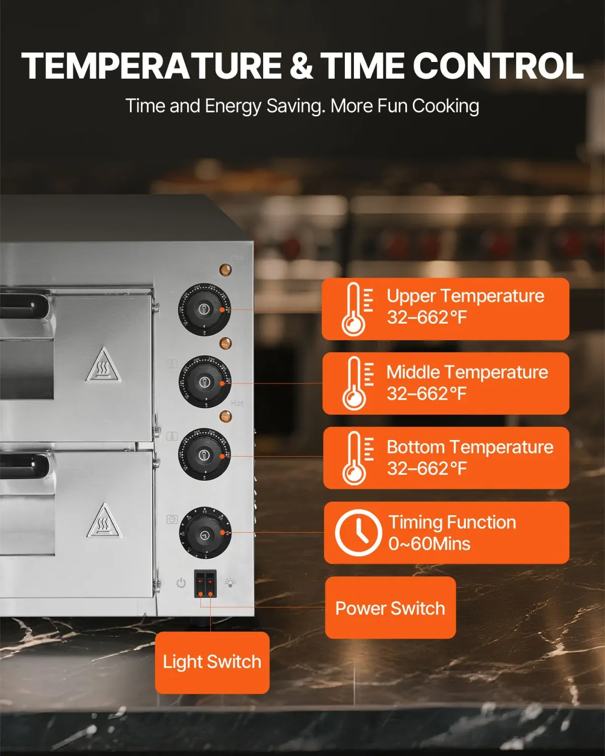 Commercial Electric Pizza Oven 2700W 14 Inch Countertop Stainless Steel Pizza Maker