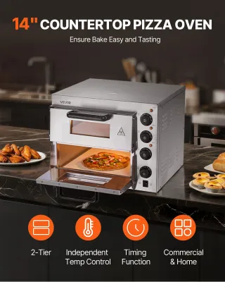 Commercial Electric Pizza Oven 2700W 14 Inch Countertop Stainless Steel Pizza Maker
