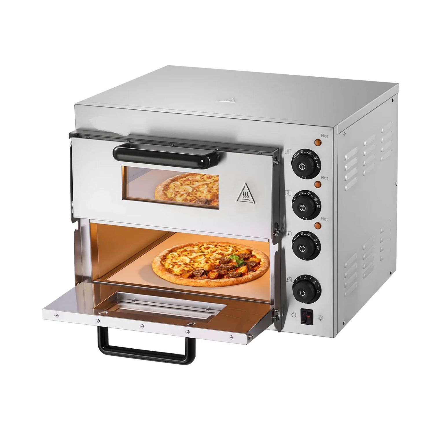 Commercial Electric Pizza Oven 2700W 14 Inch Countertop Stainless Steel Pizza Maker