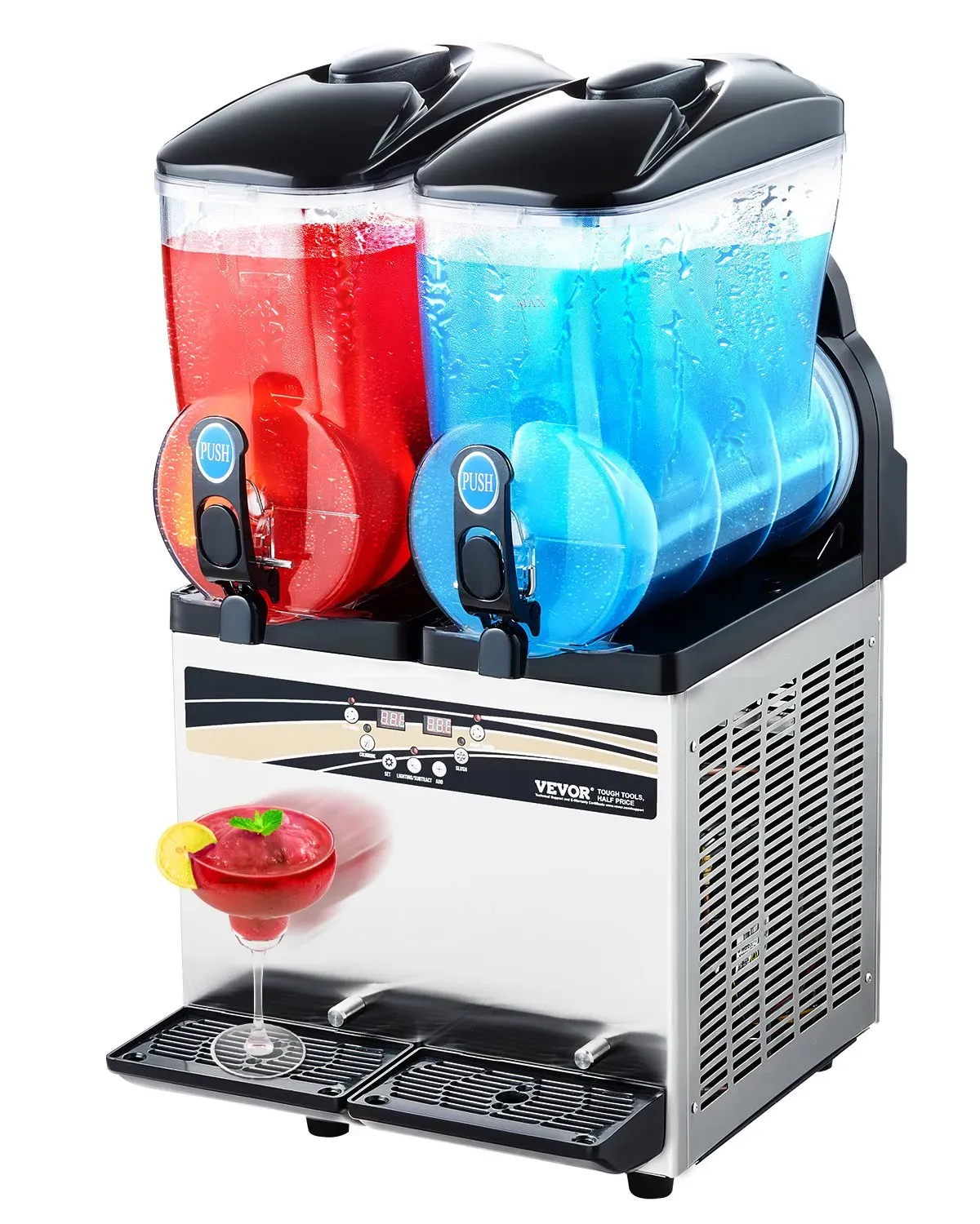 Commercial Slushie Machine 30L Dual Tank Frozen Drink Maker Stainless Stee
