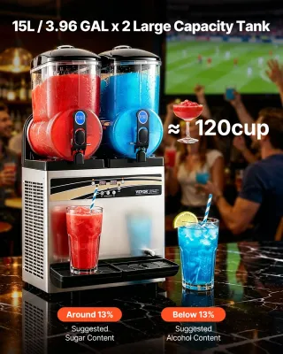 Commercial Slushie Machine 30L Dual Tank Frozen Drink Maker Stainless Stee