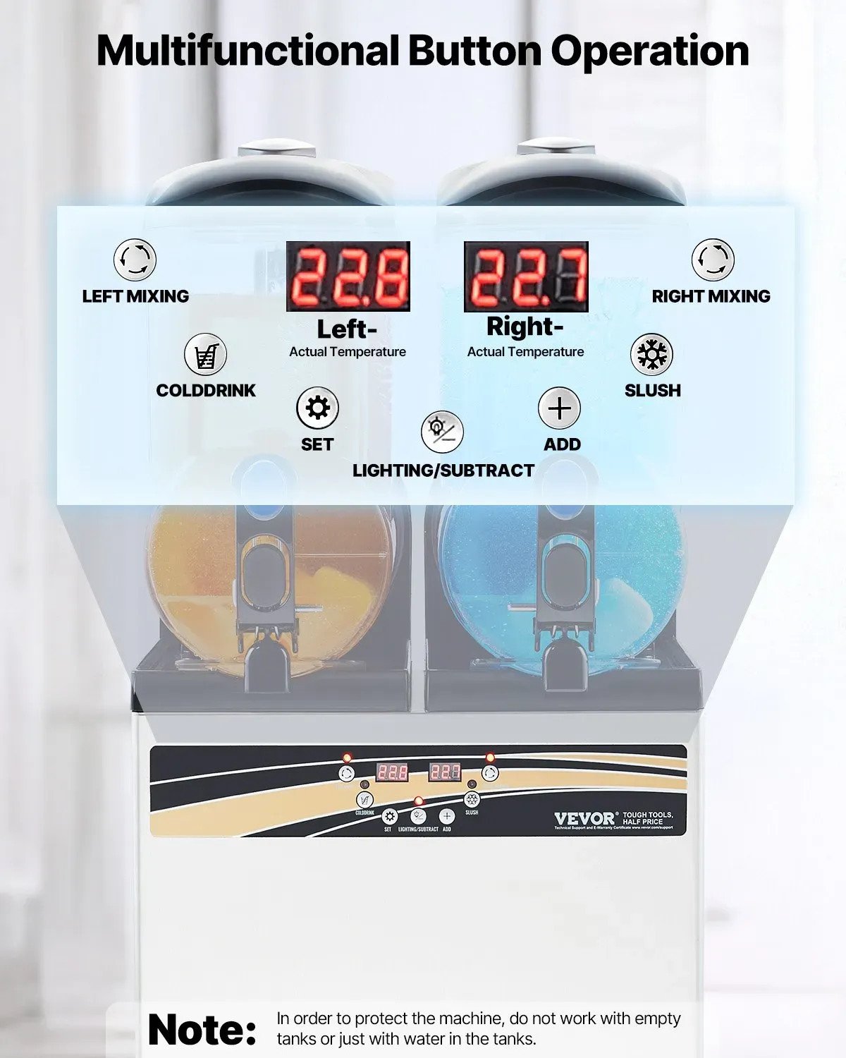 Commercial Slushie Machine 30L Dual Tank Frozen Drink Maker Stainless Stee