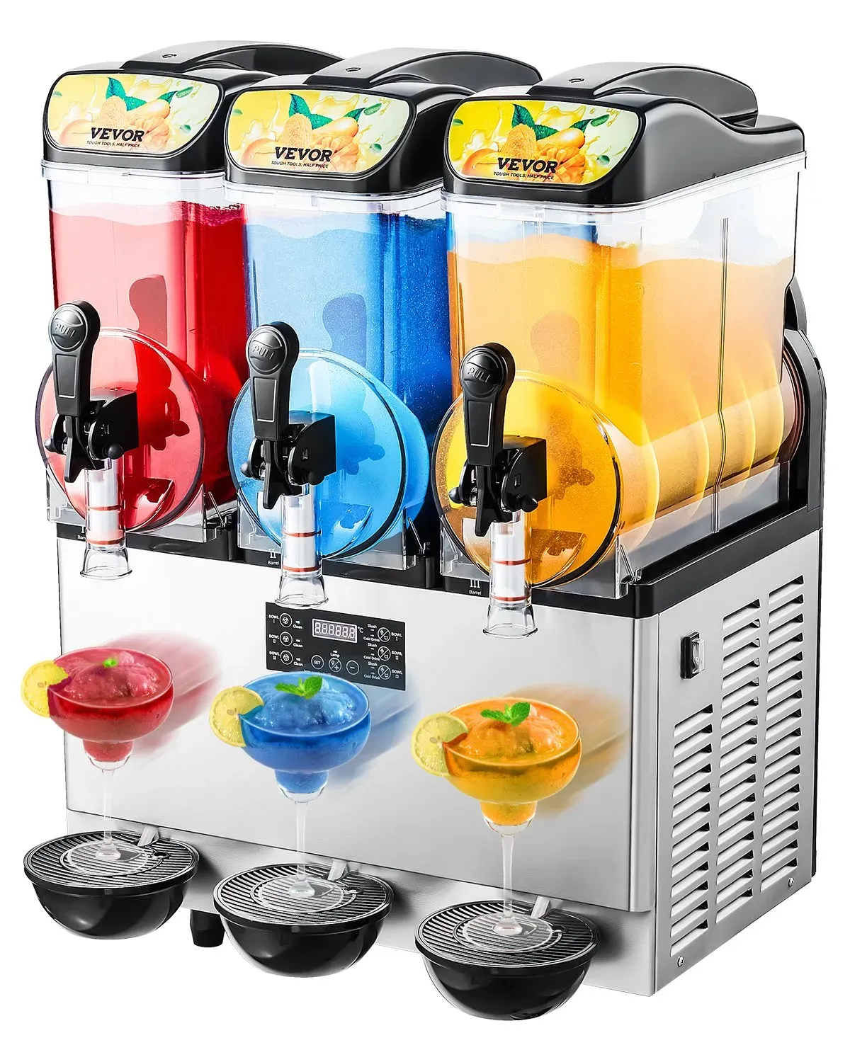 Commercial Slushie Machine 45L Triple Tank Frozen Drink Maker Stainless Steel