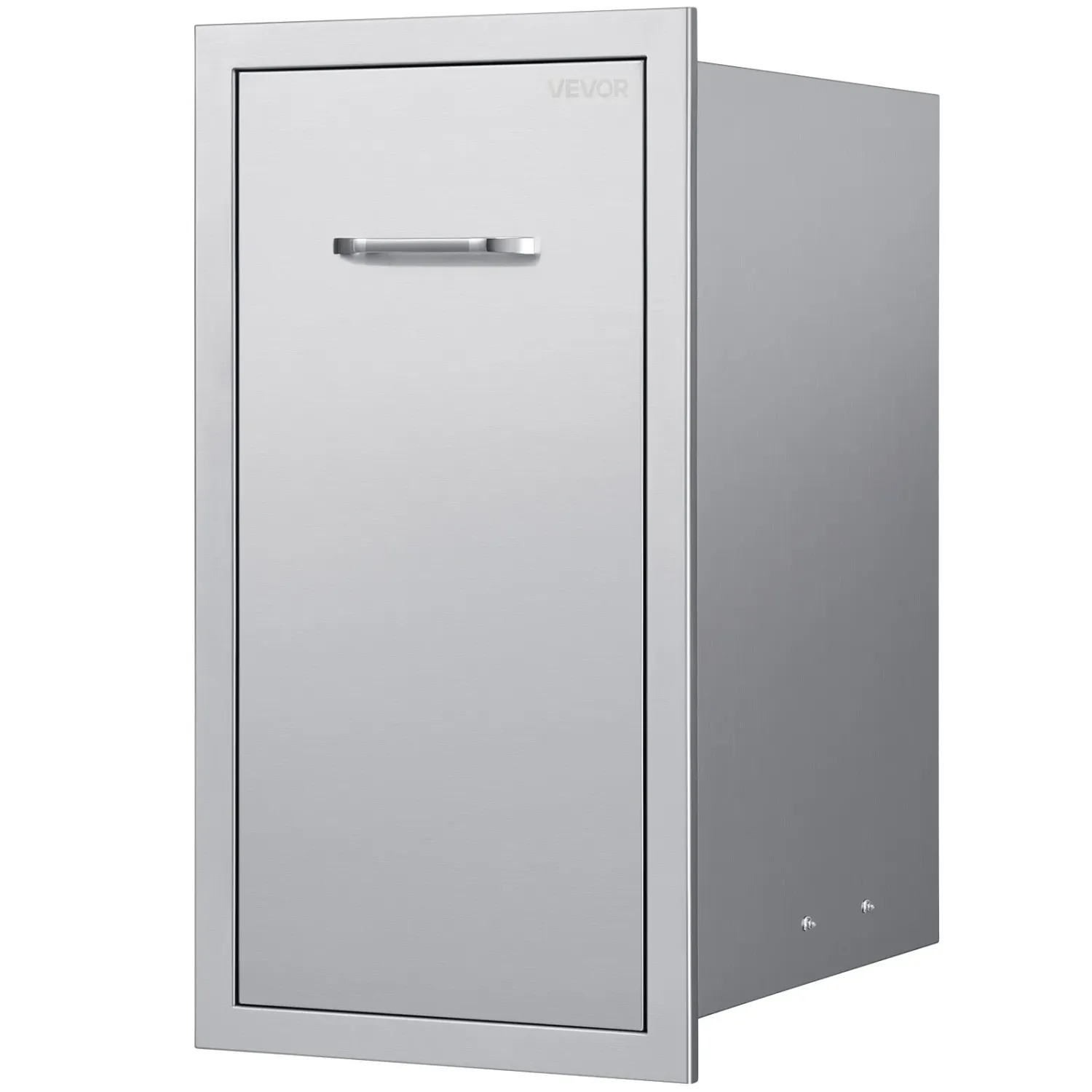 Stainless Steel Outdoor Kitchen Drawer — 13.54"W×19.61"D×25.79"H Trash &amp; Storage Cabinet, 55 lbs Tier Capacity, for BBQ Island &amp; Outdoor Kitchens