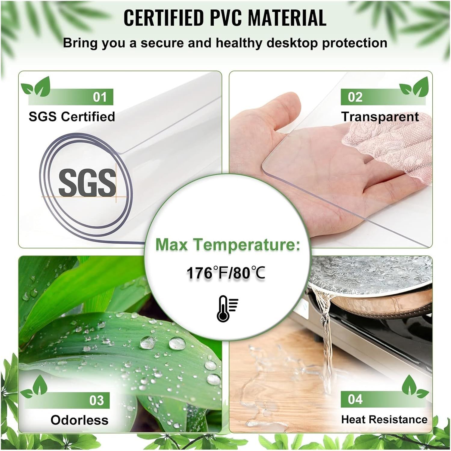 Transparent PVC Desk Table Protector Mat 2mm Thick Protective Cover