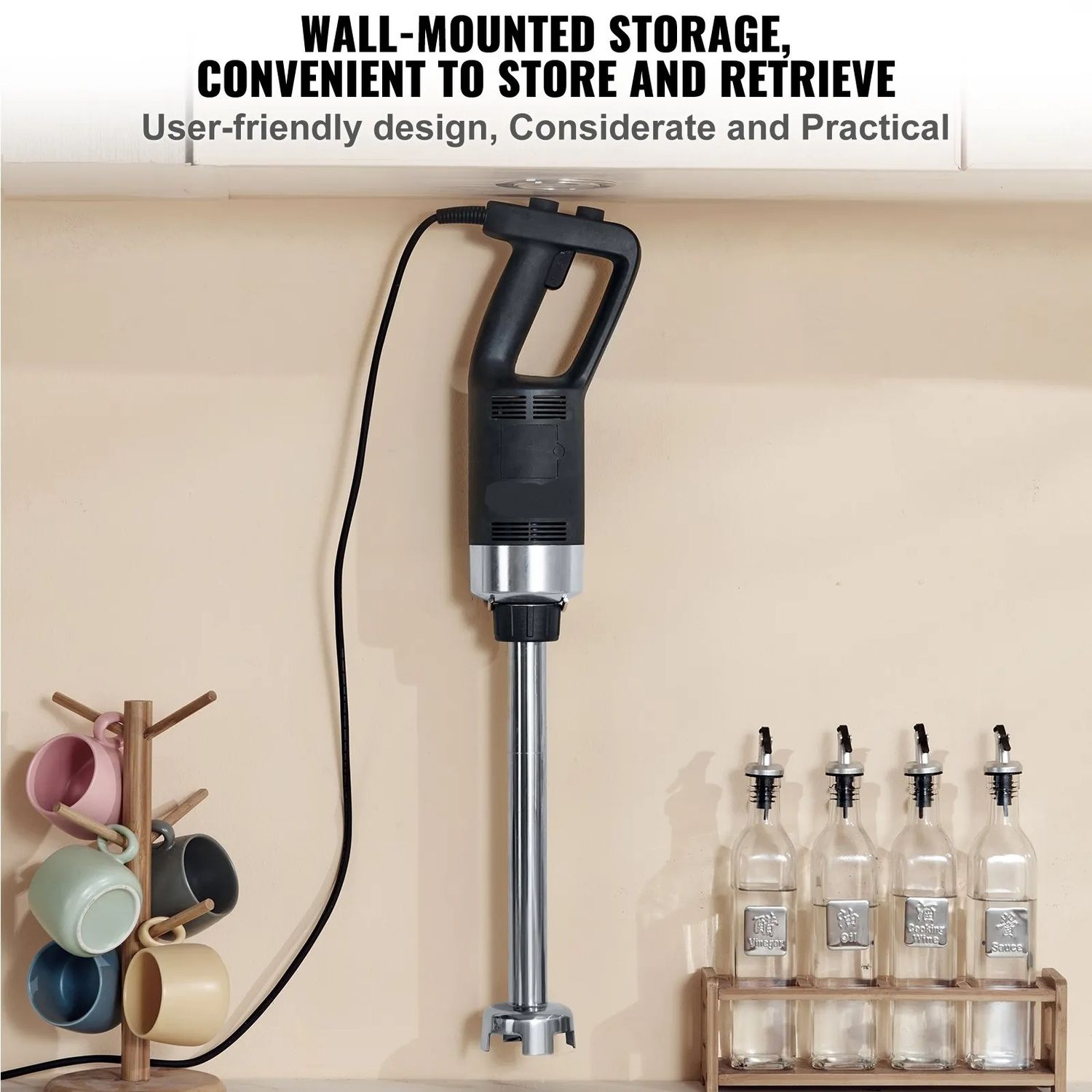 Commercial Immersion Blender 750W Heavy Duty Hand Mixer Stainless Steel Stick Blender