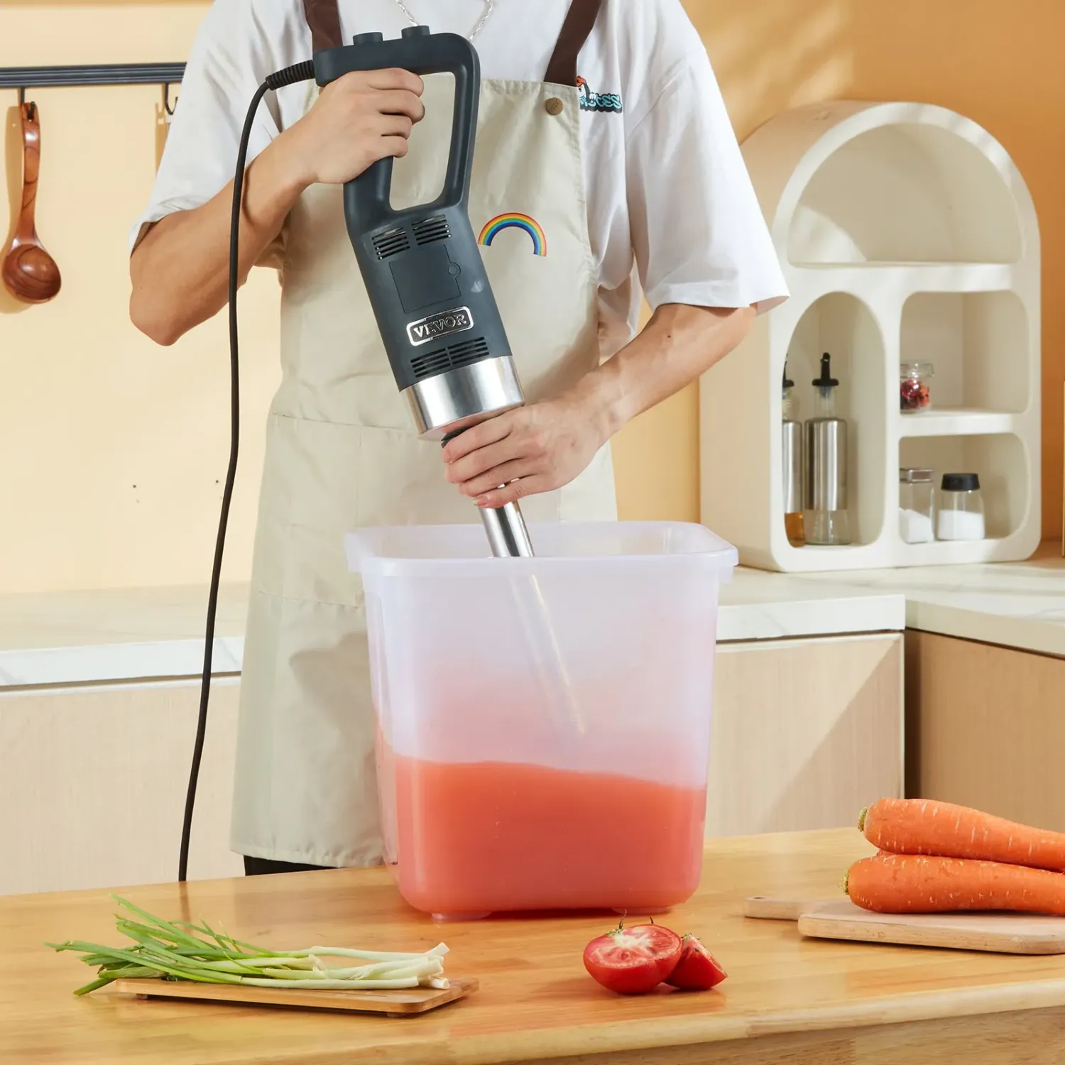Commercial Immersion Blender 750W Heavy Duty Hand Mixer Stainless Steel Stick Blender