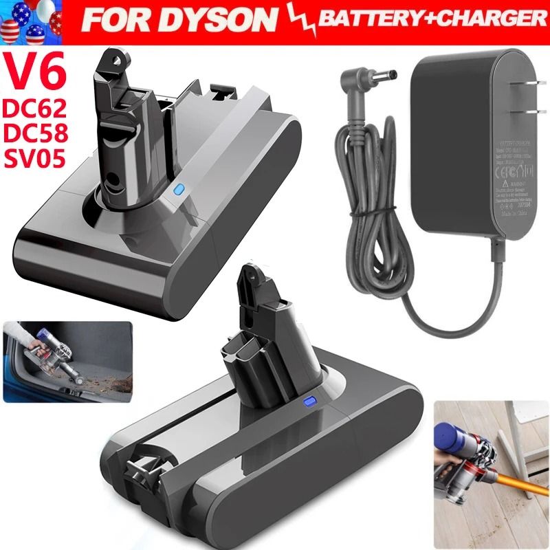 Replacement 21.6V 6000mAh Battery for Dyson V6 with Charger