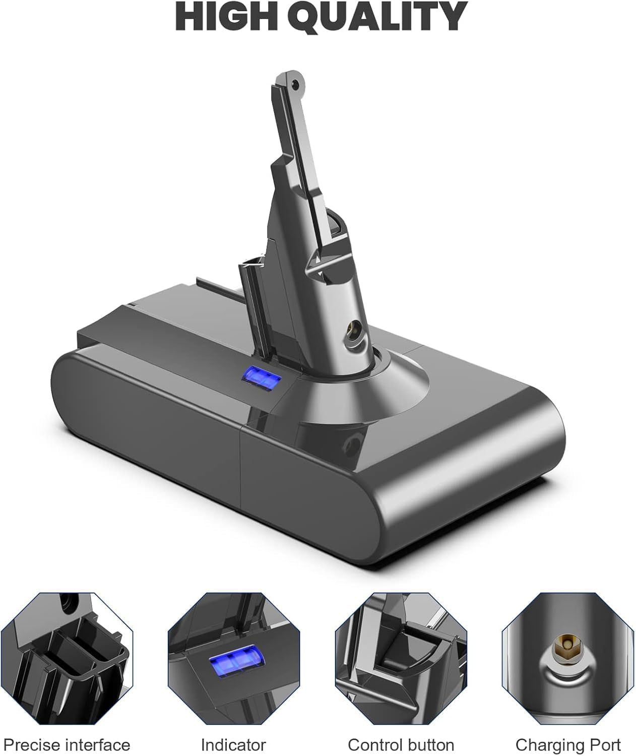 Replacement Battery for Dyson V8 Vacuum Cleaners – High-Capacity Lithium Battery with Accessories