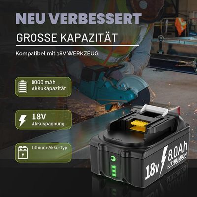 Makita Battery 18V 8Ah Replacement 2 Pack
