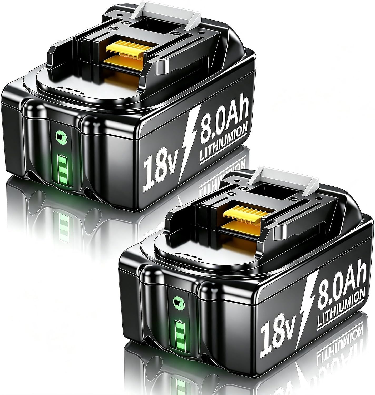 2-Pack of 18V 8000mAh Lithium-Ion Replacement Batteries