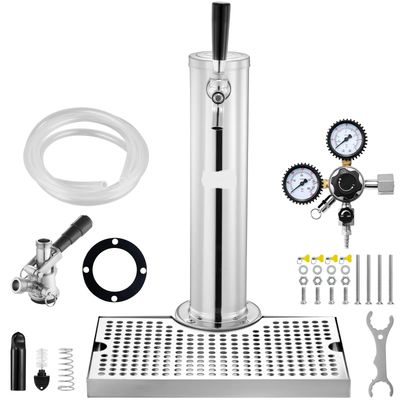 Stainless Steel Single Tap Beer Tower Kegerator Kit