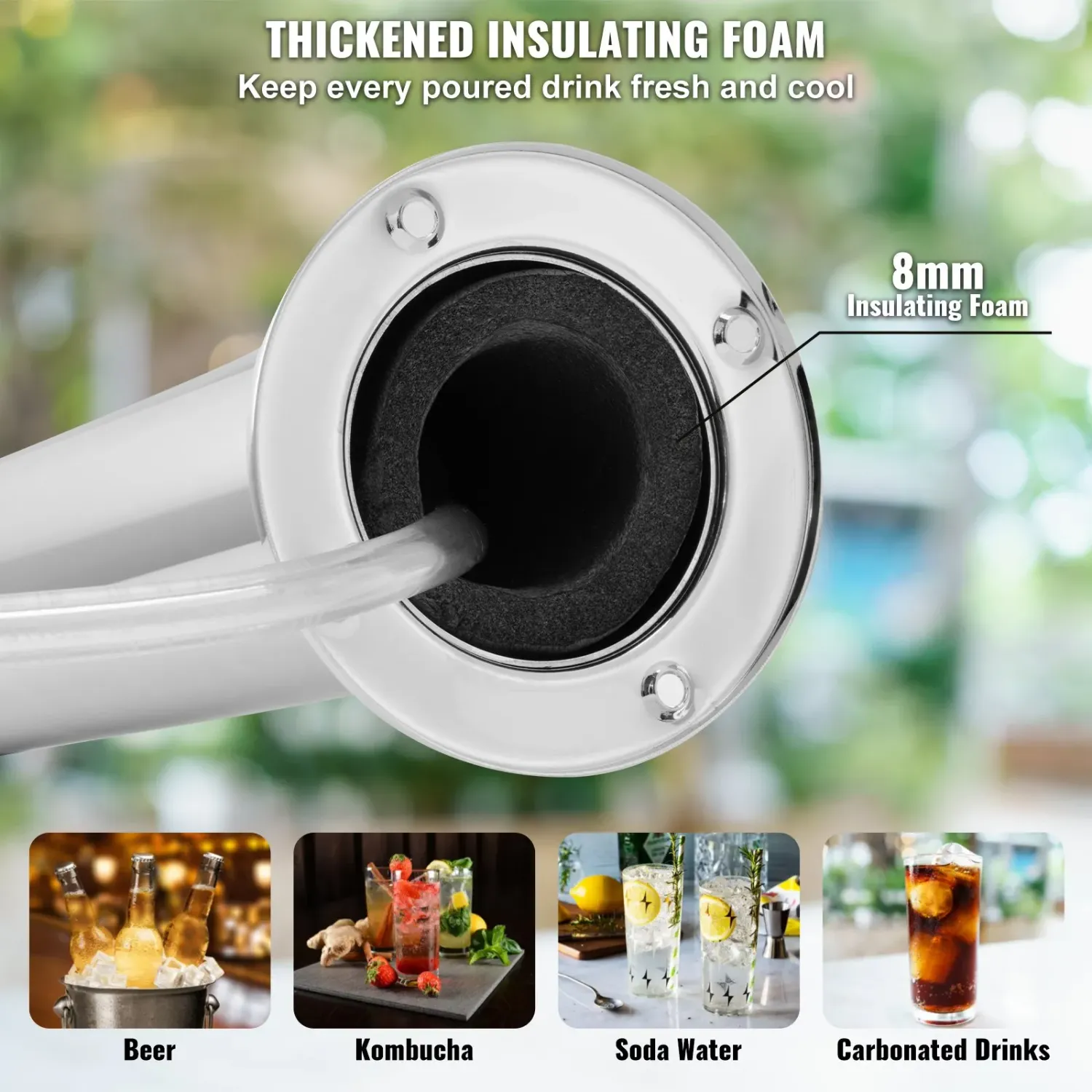 Stainless Steel Single Tap Beer Tower Kegerator Kit