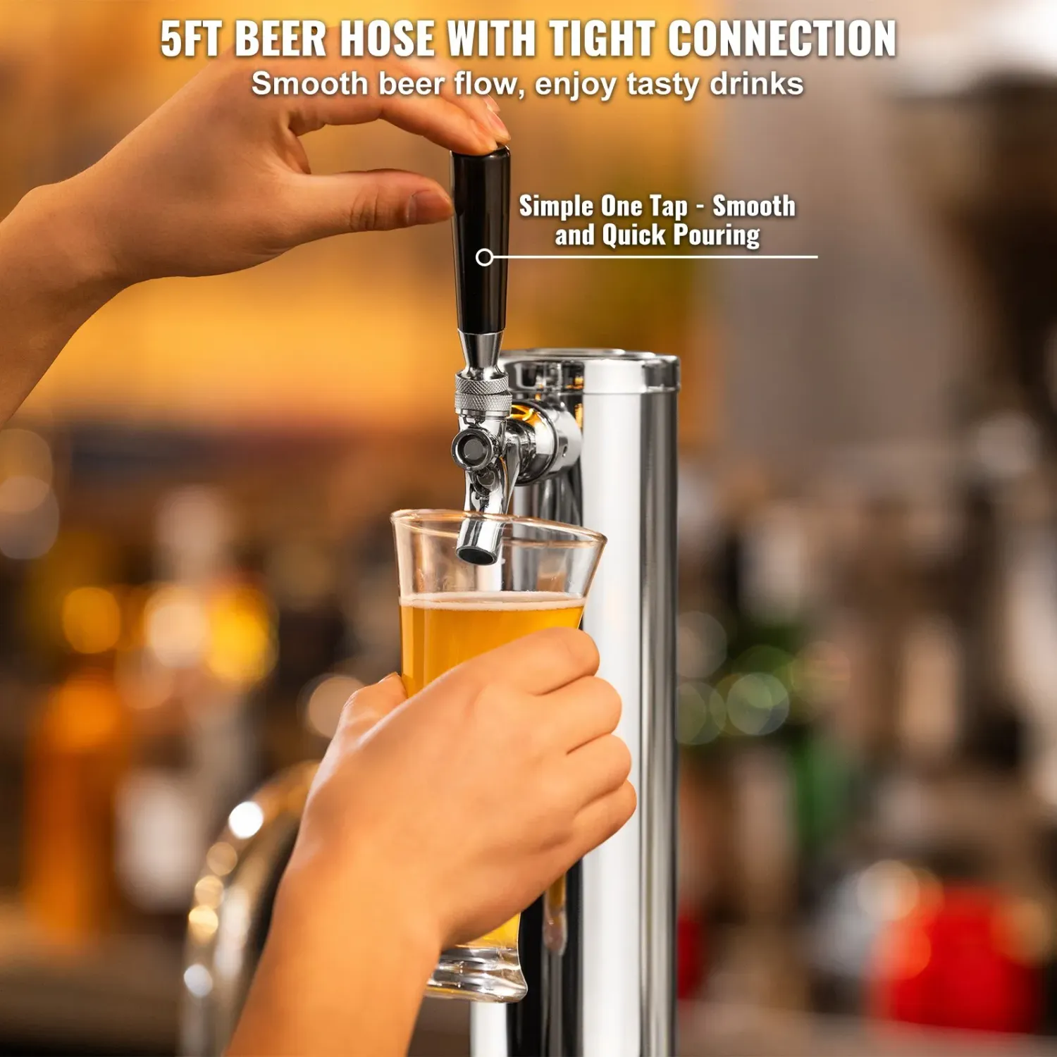 Stainless Steel Single Tap Beer Tower Kegerator Kit