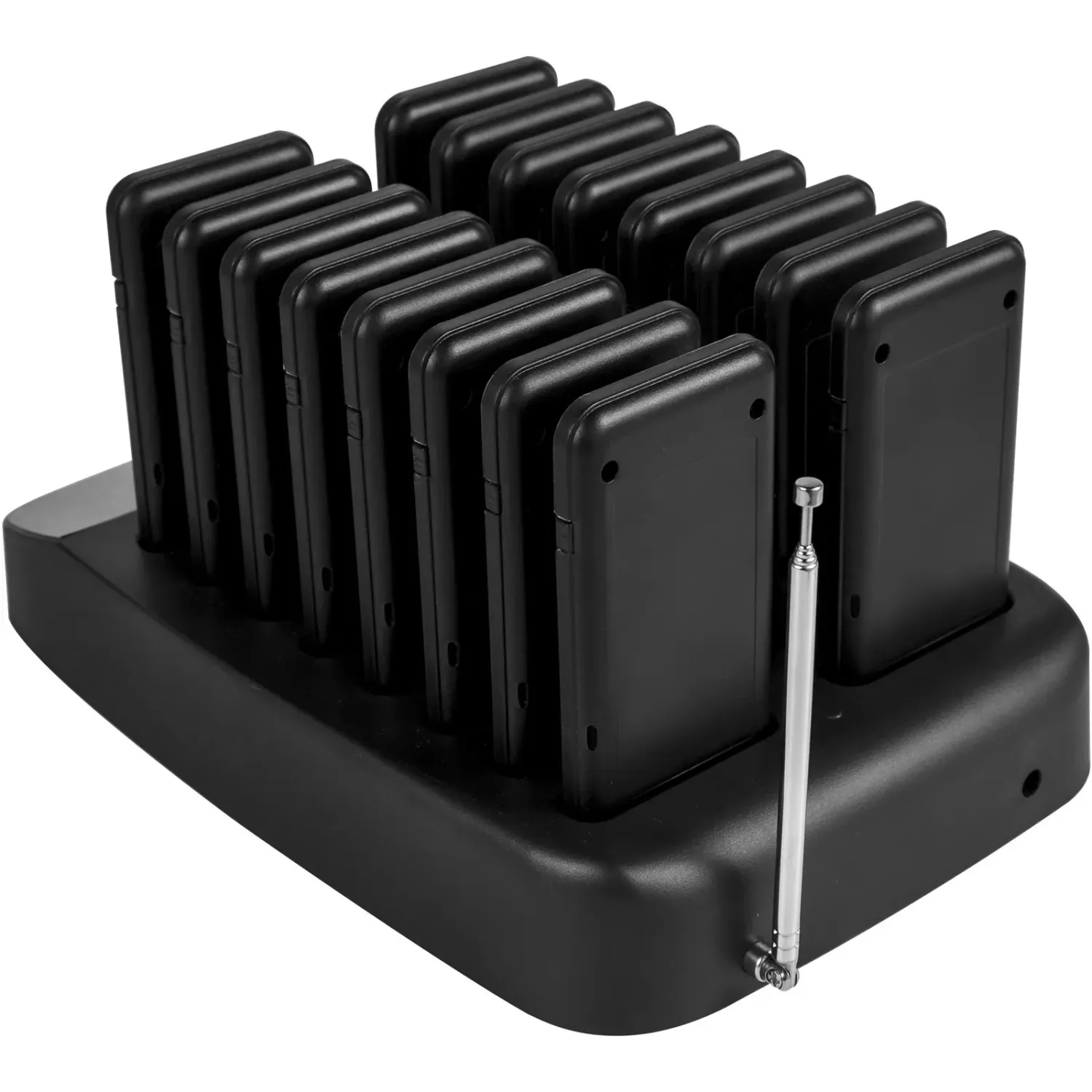 Wireless Restaurant Pager System – 98-Channel Calling Base with 16 Rechargeable Guest Pagers