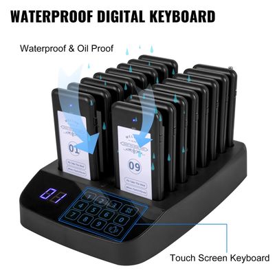 Wireless Restaurant Pager System – 98-Channel Calling Base with 16 Rechargeable Guest Pagers