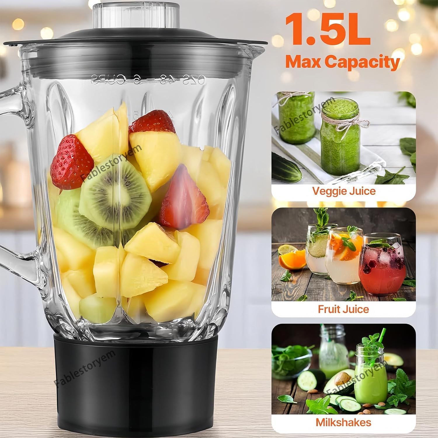 5-in-1 Dough Mixer Stand Mixer, Multifunctional Electric Kitchen Appliance with 6 Speeds, for Baking, Blending, and Grinding